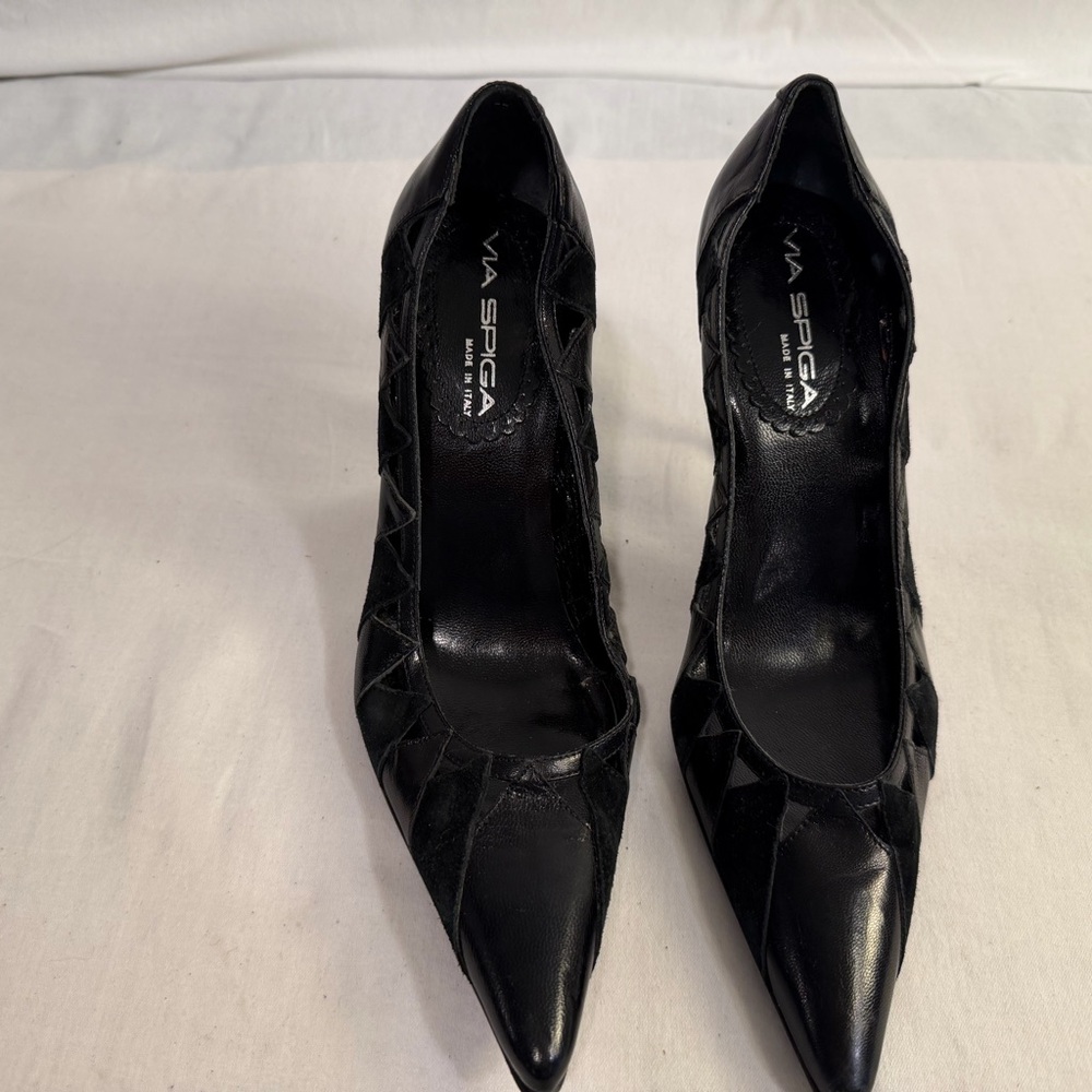 Via Spiga Black Geometric Heels